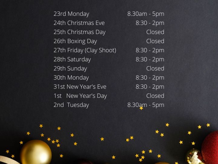 CHRISTMAS OPENING HOURS